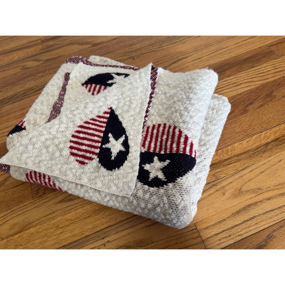 Storehouse Stars and Stripes Hearts 100% cotton Throw 52x61 Lounge Cozy